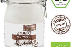 1000ml Guru Bio Kokosöl im praktischen Drahtbügelglas